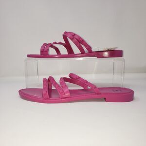 Shade & Shore Jelly Slide Strudded Flat Sandals Pink Womens Size 8 NEW